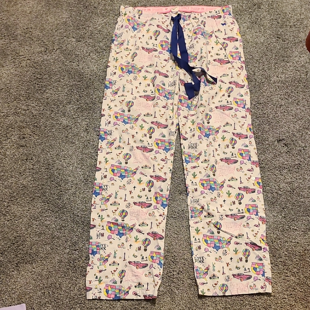 Victoria's Secret Multicolor road trip Print Pajama Bottoms VINTAGE
